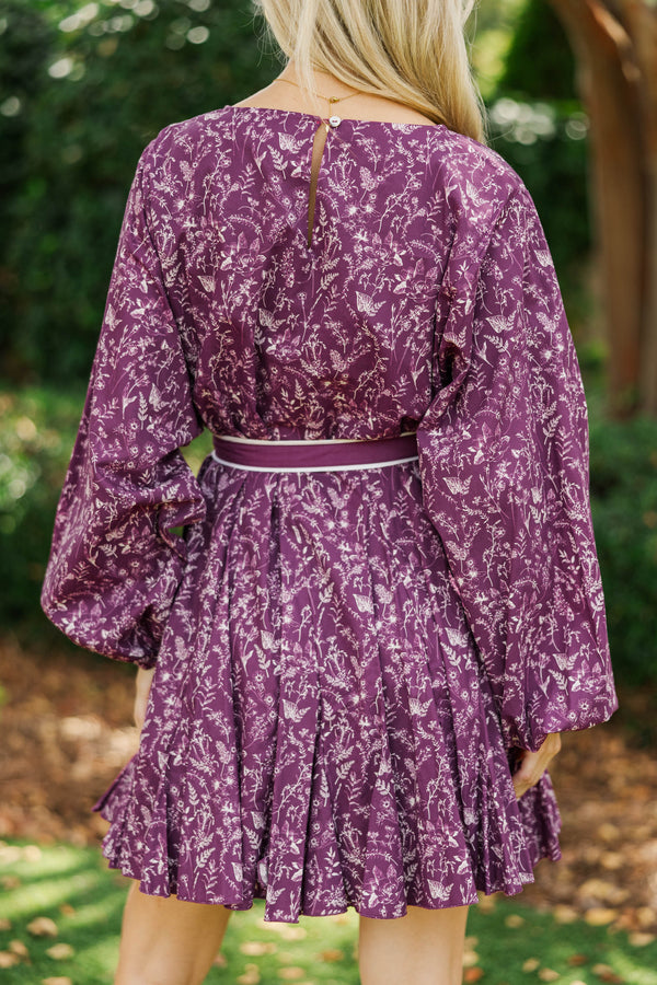 Stay Close Plum Toile Dress