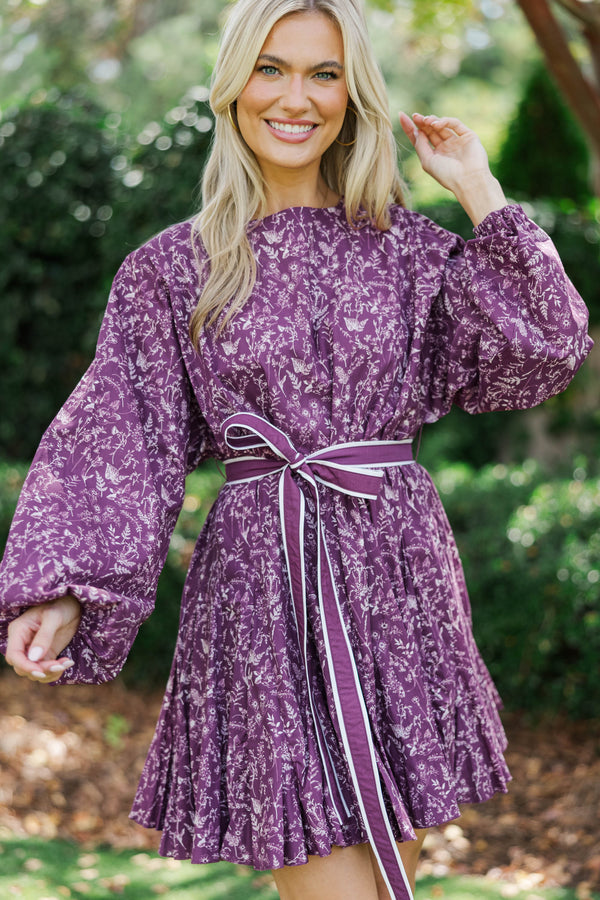 Stay Close Plum Toile Dress