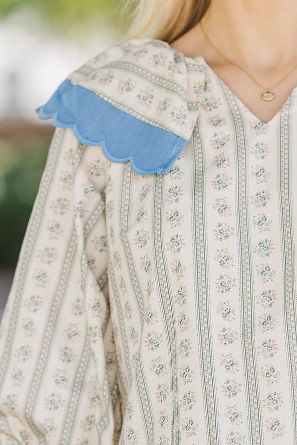 Out To The Cottage Cream Floral Blouse