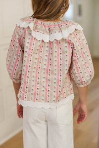 Girls: Fairy Tale Frills Pink Floral Blouse