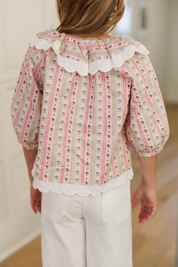 Girls: Fairy Tale Frills Pink Floral Blouse