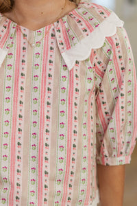 Girls: Fairy Tale Frills Pink Floral Blouse