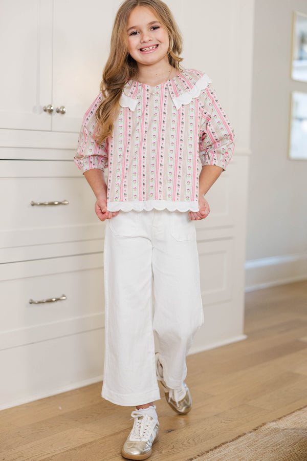 Girls: Fairy Tale Frills Pink Floral Blouse