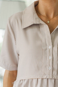 NURSING COLLECTION: All You Need To Hear Brown Striped Babydoll Top