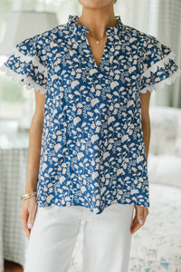 NURSING COLLECTION: Back To Good Navy Blue Floral Blouse