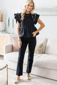 NURSING COLLECTION: Everyday Dreaming Black Embellished Blouse