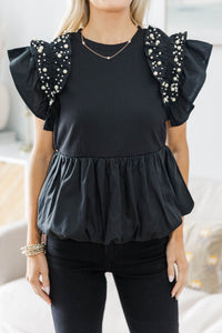 NURSING COLLECTION: Everyday Dreaming Black Embellished Blouse
