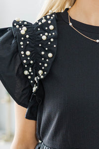 NURSING COLLECTION: Everyday Dreaming Black Embellished Blouse