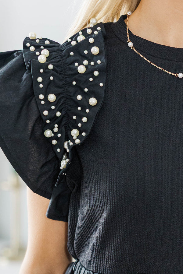 NURSING COLLECTION: Everyday Dreaming Black Embellished Blouse