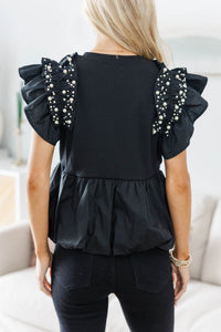 NURSING COLLECTION: Everyday Dreaming Black Embellished Blouse