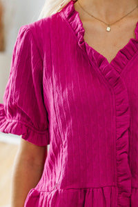 NURSING COLLECTION: Sweetly Supported Magenta Textured Blouse