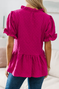 NURSING COLLECTION: Sweetly Supported Magenta Textured Blouse