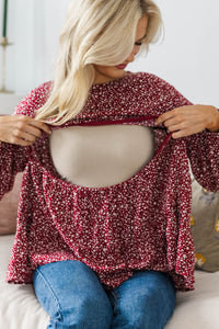 NURSING COLLECTION: Feeling Blessed Red Ditsy Floral Tunic