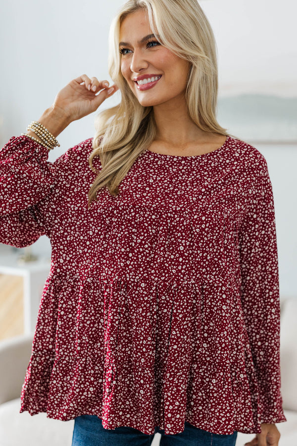 NURSING COLLECTION: Feeling Blessed Red Ditsy Floral Tunic