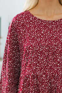 NURSING COLLECTION: Feeling Blessed Red Ditsy Floral Tunic