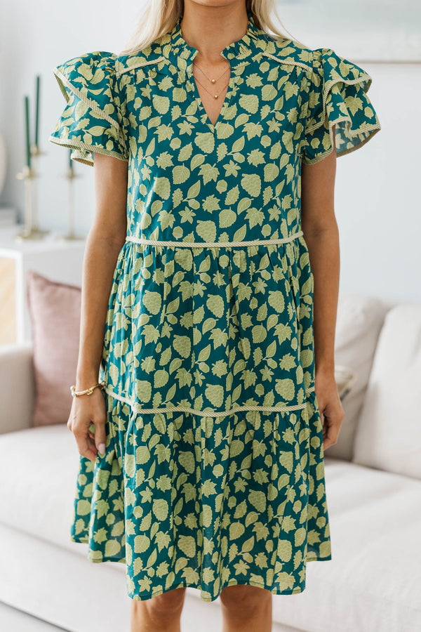 NURSING COLLECTION: Come For It Olive Green Toile Floral Babydoll Dress
