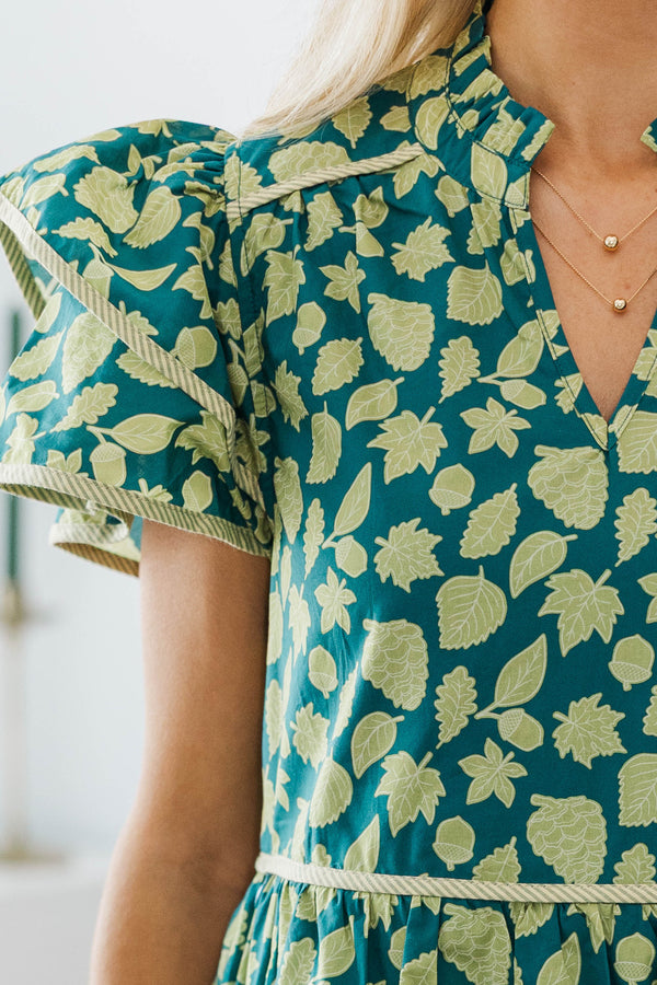 NURSING COLLECTION: Come For It Olive Green Toile Floral Babydoll Dress