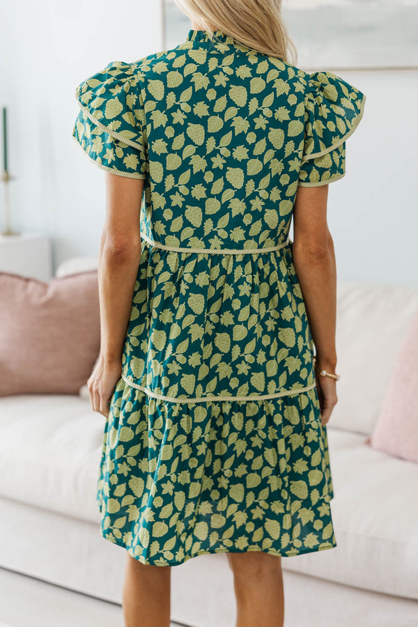 NURSING COLLECTION: Come For It Olive Green Toile Floral Babydoll Dress