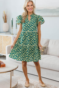 NURSING COLLECTION: Come For It Olive Green Toile Floral Babydoll Dress