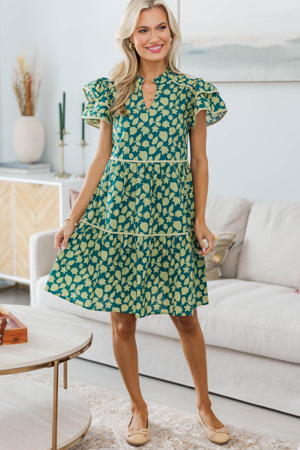 NURSING COLLECTION: Come For It Olive Green Toile Floral Babydoll Dress
