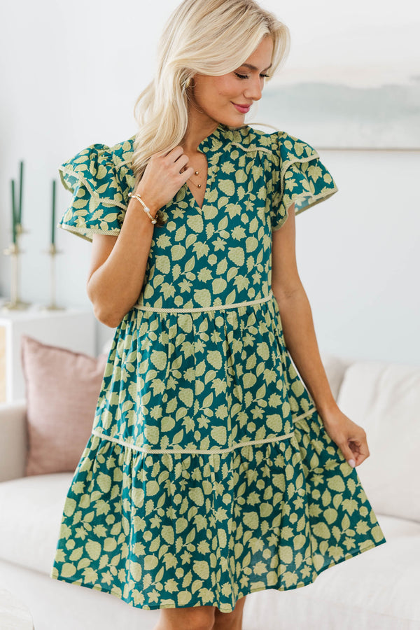 NURSING COLLECTION: Come For It Olive Green Toile Floral Babydoll Dress