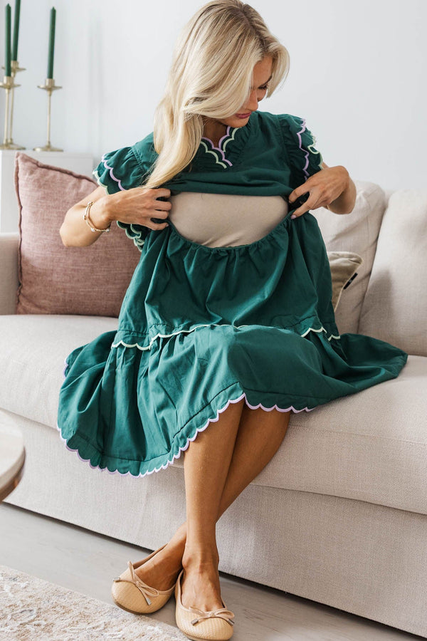 NURSING COLLECTION: The Gentle Days Green Scalloped Dress