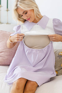 NURSING COLLECTION: Our Little Moment Plum Striped Dress