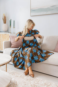 NURSING COLLECTION: Perfect For You Brown Floral Button Down Midi Dress