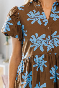NURSING COLLECTION: Perfect For You Brown Floral Button Down Midi Dress