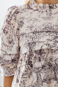 NURSING COLLECTION: Straight From A Storybook Cream Toile Dress