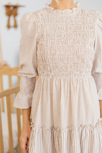 NURSING COLLECTION: Back To You Brown Striped Midi Dress