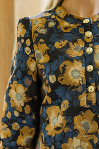 Feeling Like A Queen Navy Brocade Dress