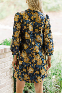 Feeling Like A Queen Navy Brocade Dress