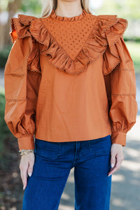 Fell For It Rust Ruffle Blouse