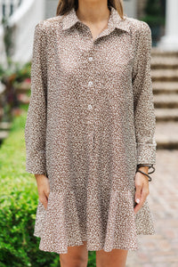Share Your Story Brown Spotted Leopard Shirt Dress