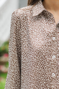 Share Your Story Brown Spotted Leopard Shirt Dress