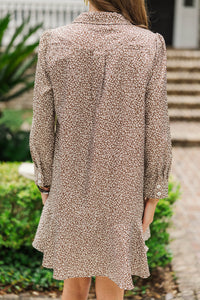 Share Your Story Brown Spotted Leopard Shirt Dress