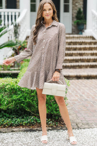Share Your Story Brown Spotted Leopard Shirt Dress