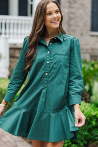 Share Your Story Dark Emerald Green Shirt Dress