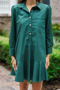 Share Your Story Dark Emerald Green Shirt Dress