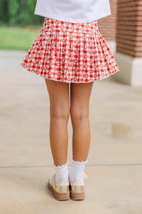 Girls: The Sadie Red Gameday Checkered Skort