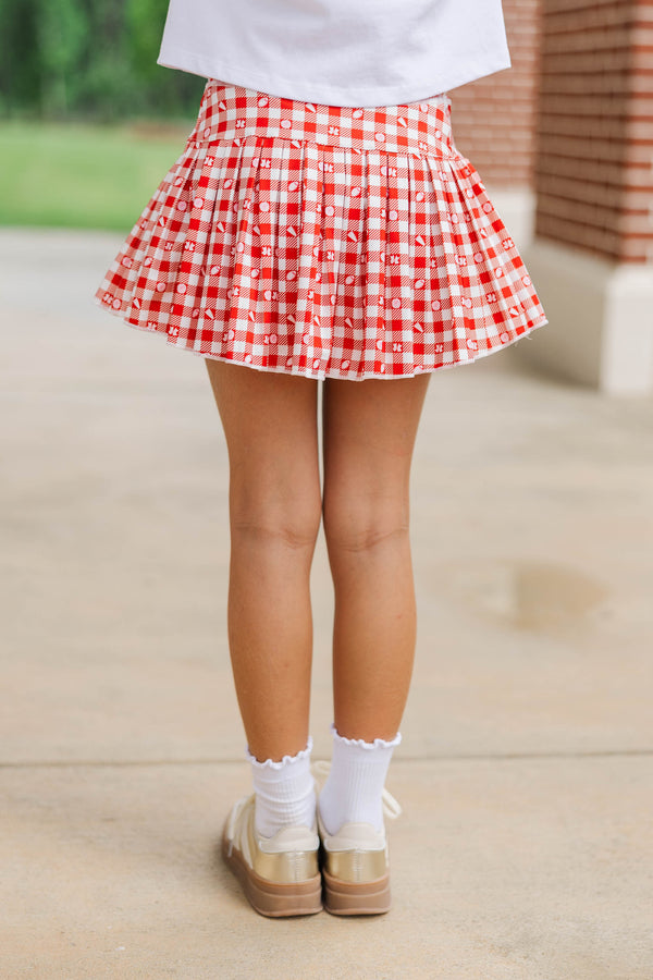 Girls: The Sadie Red Gameday Checkered Skort