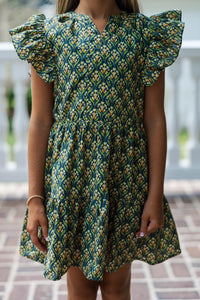 Girls: At This Time Emerald Medallion Dress