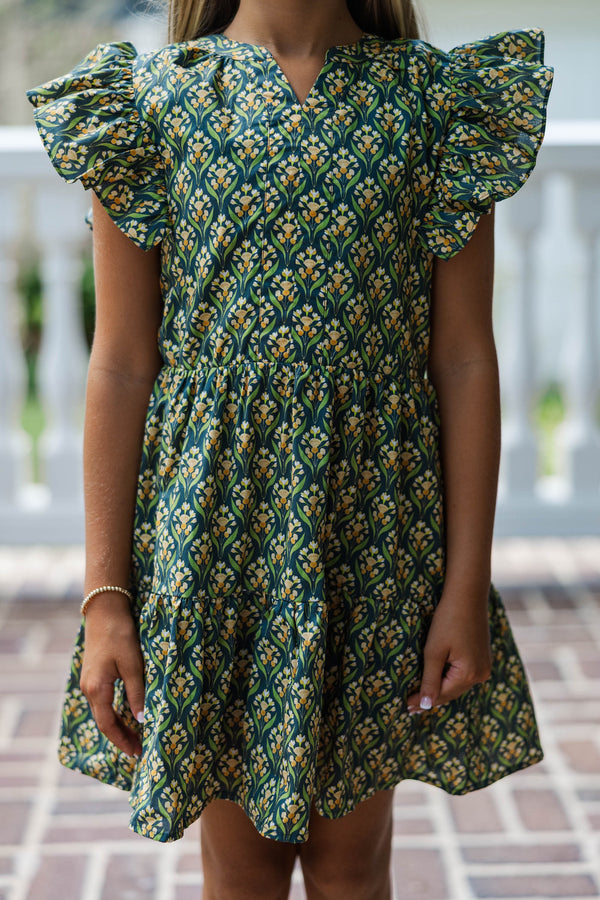 Girls: At This Time Emerald Medallion Dress