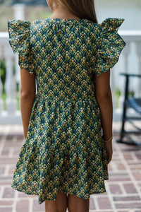 Girls: At This Time Emerald Medallion Dress