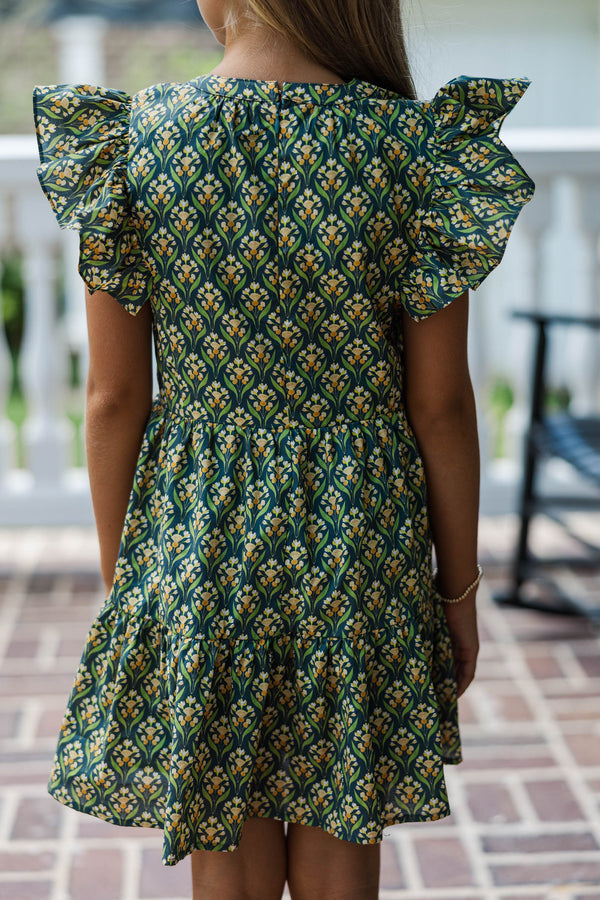 Girls: At This Time Emerald Medallion Dress