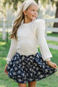 Girls: Sweet Dreams Navy Eyelet Skort