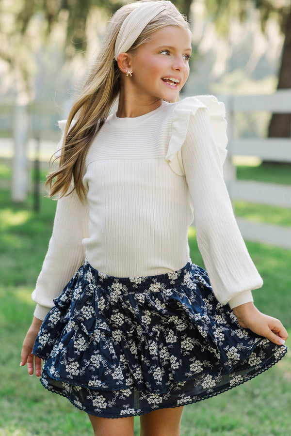 Girls: Sweet Dreams Navy Eyelet Skort