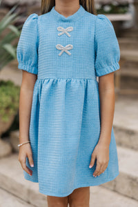 Girls: The Gwen Blue Embellished Tweed Dress