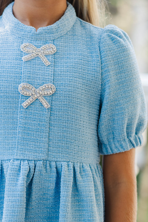 Girls: The Gwen Blue Embellished Tweed Dress